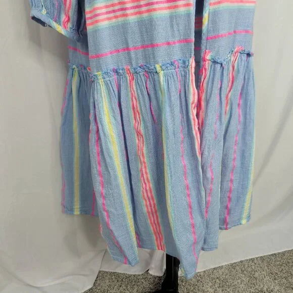 Vineyard Vines Swim Cover Up X Large Maxi Blue Striped Tassels - Picture 4 of 12